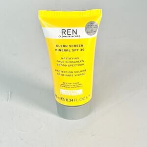 Ren Clean Screen Mattifying Face Mineral SPF 30 Sunscreen Travel .34oz 10 ml New